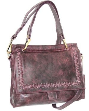 Nino Bossi Cleopatra Aviator Leather Satchel - Purple