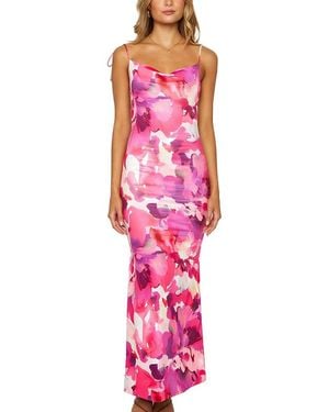 TAZGA Sleeveless Print Maxi Dress - Pink
