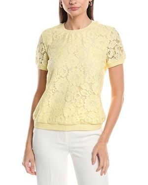 Tahari Lace Front Top - Yellow