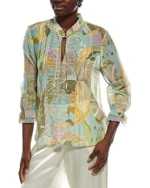 Marc Cain Printed Silk-Blend Blouse - Green