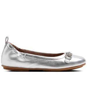 Fitflop Allegro Metallic Leather Flat - White
