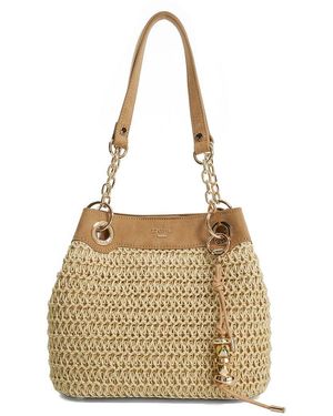 Dune Damara Raffia Triple Compartment Shoulder Bag - Metallic