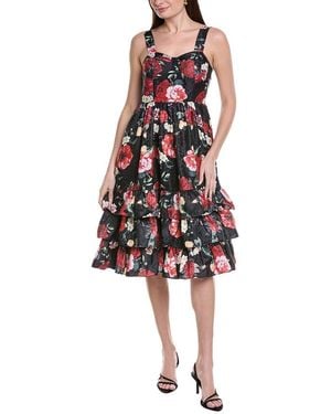 Gracia Floral Sweetheart Sleeveless Tiered A-Line Dress