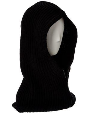 Forte Cashmere Rib Zip Wool & Cashmere-Blend Hood - Black