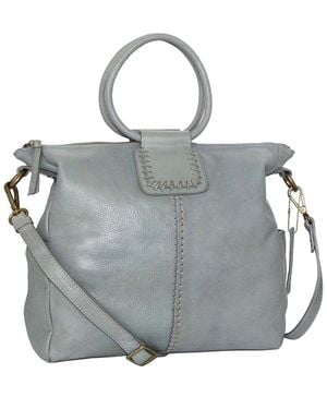 Nino Bossi Tonya's Ring Genuine Leather Tote - Grey