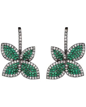 Eye Candy LA Maja Green Cz Crystal Brass Drop Earrings