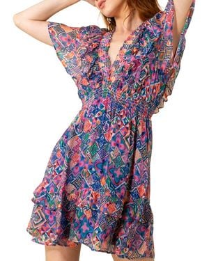 Hale Bob Kiara Silk-Blend Dress - Purple
