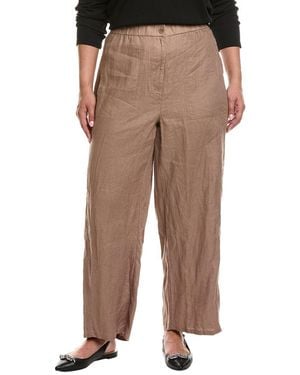 Eileen Fisher Plus Wide Linen Ankle Pant - Natural