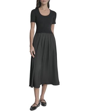 DKNY Mix Media Spun Sweaterdress - Black