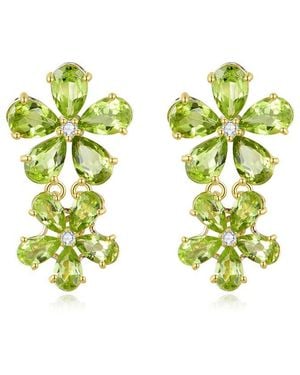 Nina Zhou Jewelry 14K 7.12 Ct. Tw. Diamond & Peridot Drop Earrings - Green