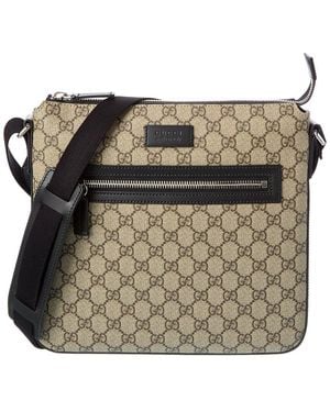 Gucci Gg Supreme Canvas & Leather Messenger Bag - Black