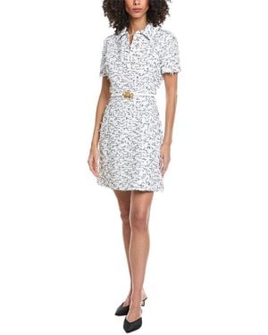 Oscar de la Renta Eyelash Tweed Silk-Lined Shift Dress - White