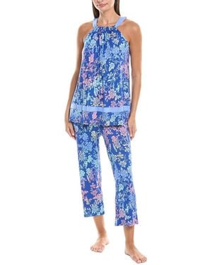 Ellen Tracy 2Pc Top & Pant Pyjama Set - Blue