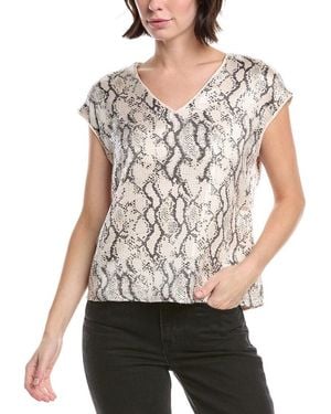 Vince Camuto Floral Sequin Top - White