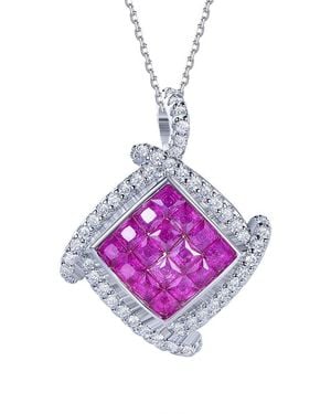 Suzy Levian CZ Jewelry Suzy Levian Cz Invisible Setting Necklace - Pink