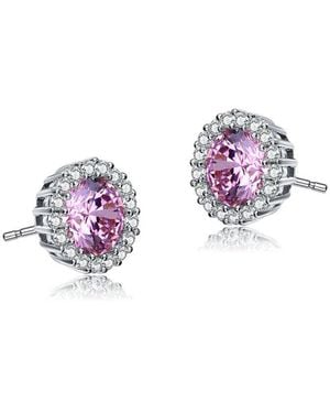 Genevive Jewelry Silver Cz Studs - Pink