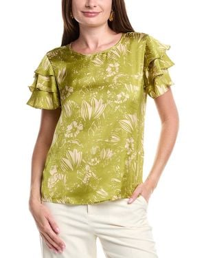 Vince Camuto Tiered Sleeve Satin Blouse - Yellow