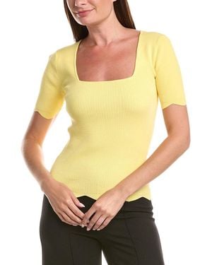 Tahari Scallop Edge Pullover Jumper - Yellow