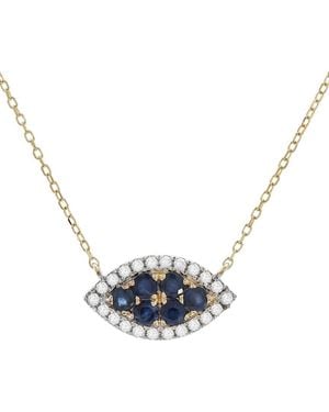 Gemstones 0.38 Ct. Tw. Diamond & Sapphire 14K Necklace - Blue