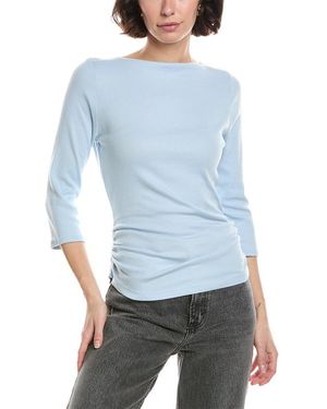 Michael Stars Asha 3/4 Sleeve Straight Neck Top - Blue