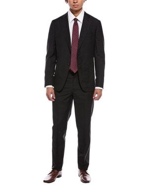 Isaia Capri Wool & Linen-Blend Suit With Flat Front Pant - Black