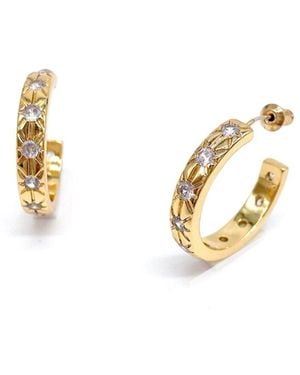 Adornia 14k Plated Starburst Hoops - Metallic