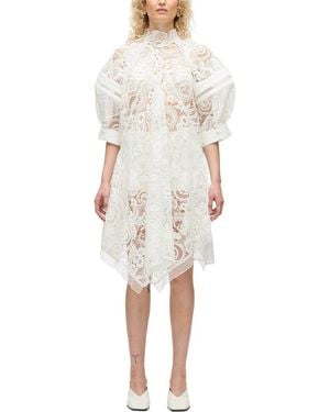 3.1 Phillip Lim Corded Embroidered Lace Flounce Mini Dress - Natural