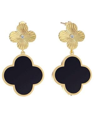 Gabi Rielle 14k Over Silver 6.00 Ct. Tw. Black Onyx Cz Drop Earrings - Blue