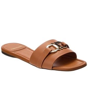 Ferragamo Leah Ornament Leather Sandal - Brown