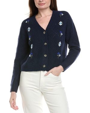 Cece Wool-Blend Pointelle Cardigan - Blue