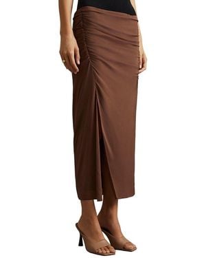 Reiss Lisa Ruched Midi Skirt - Brown