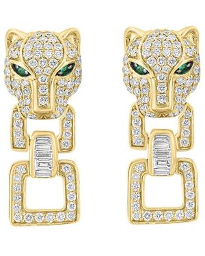 Effy Fine Jewelry 14K 1.78 Ct. Tw. Diamond & Emerald Earrings - Metallic