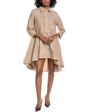 Gracia Chest Lace Work Shirtdress - Natural