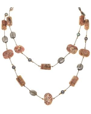 Margo Morrison Rhodocrosite, Coated Moonstone & Pearl Necklace - Natural