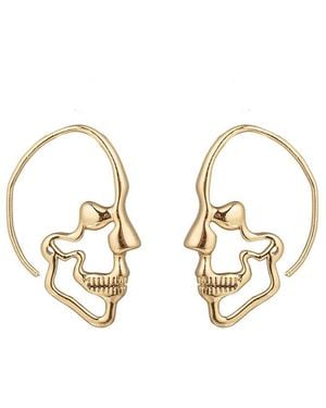 Eye Candy LA Golden Skull Drop Earrings - Metallic