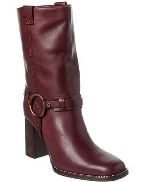 Free People Hayden Harness Leather Boot - Red