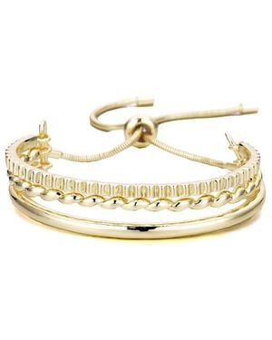 Adornia 14K Plated 3-Line Cuff Adjustable Bolo Bracelet - Metallic