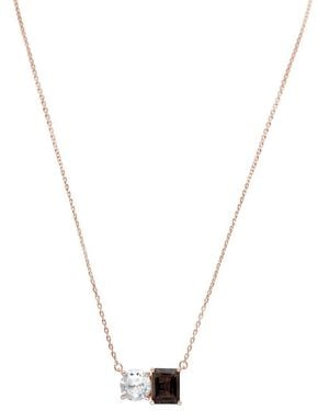 Suzy Levian Rose Gold Over Silver 5.00 Ct. Tw. Gemstone Toi Et Moi Necklace - Metallic