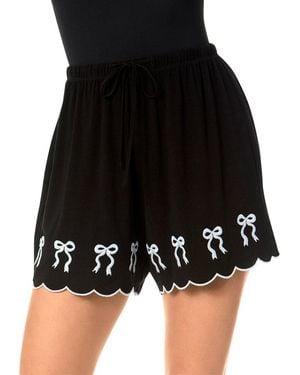 Cece Scalloped Embroidery Short - Black