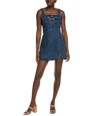 Endless Rose Bow Trim Denim Mini Dress - Blue