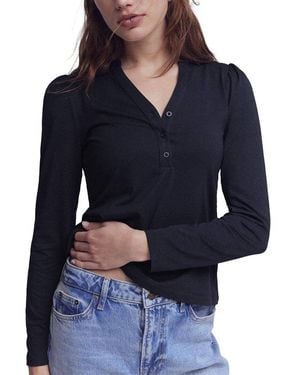 Boden Supersoft Open Neck Henley - Blue