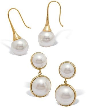 Palmbeach Jewelry Plated Stainless Steel Earring - White