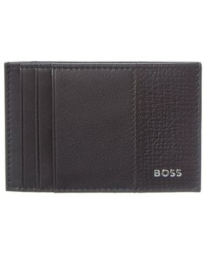 BOSS New Crosstown Leather & Mesh Card Case - Grey