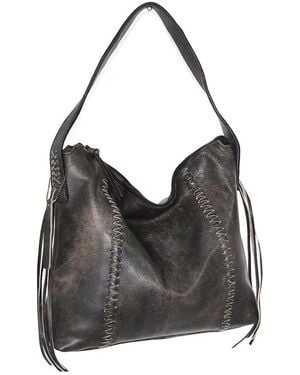 Nino Bossi La Maja Hobo Aviator Leather Shoulder Bag - Black