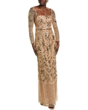 Marchesa Sequin Lattice Gown - Natural