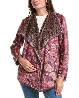 Johnny Was Joan Wrap Binded Sherpa Reversible Jacket - Red