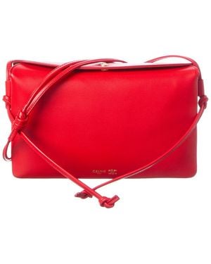 Celine Trio Leather Shoulder Bag - Red