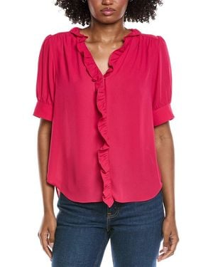 Cece Puff Sleeve Ruffle Top - Red