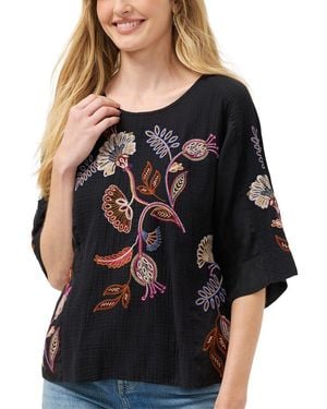 Johnny Was Mixed Media Dolman Blouse - Black