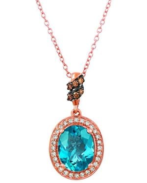 Le Vian Le Vian 14K Rose 2.05 Ct. Tw. Diamond & London Topaz Pendant - Blue